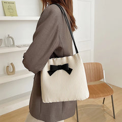 Casual Tote Bags Bowknot INS Women Shoulder Bags Bucket Middle Capacity