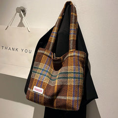 Plaid Shoulder Bag Large Capacity Handbag for Women