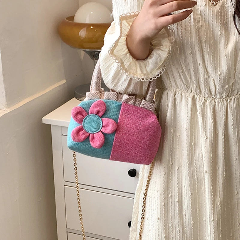 Casual Canvas Tote Bag for Women with Flower Design
