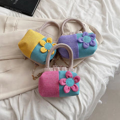 Casual Canvas Tote Bag for Women with Flower Design
