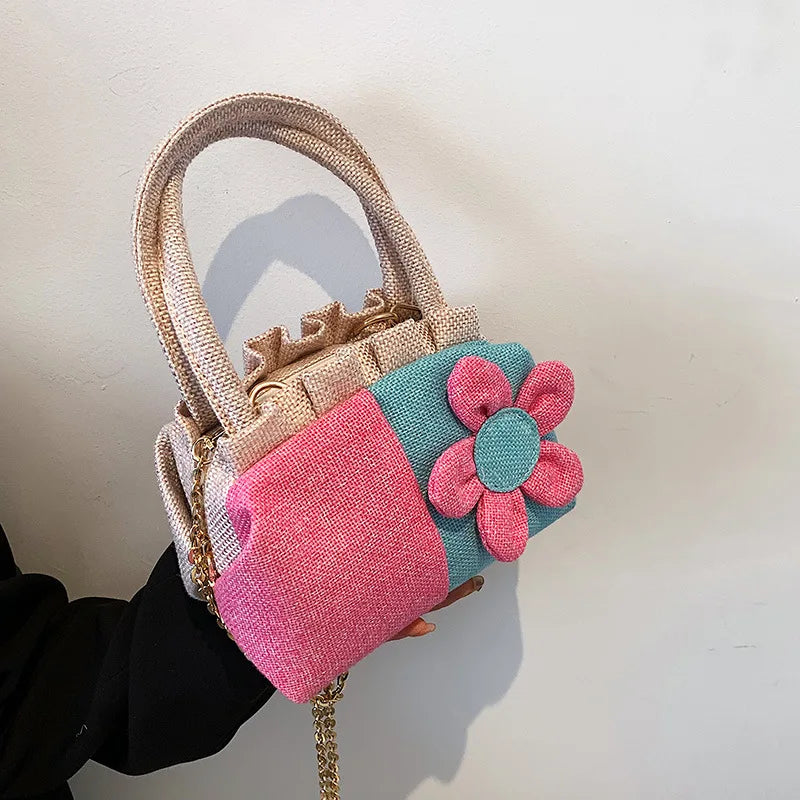 Casual Canvas Tote Bag for Women with Flower Design