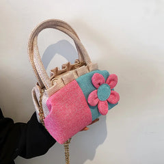 Casual Canvas Tote Bag for Women with Flower Design