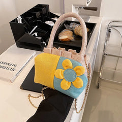 Casual Canvas Tote Bag for Women with Flower Design