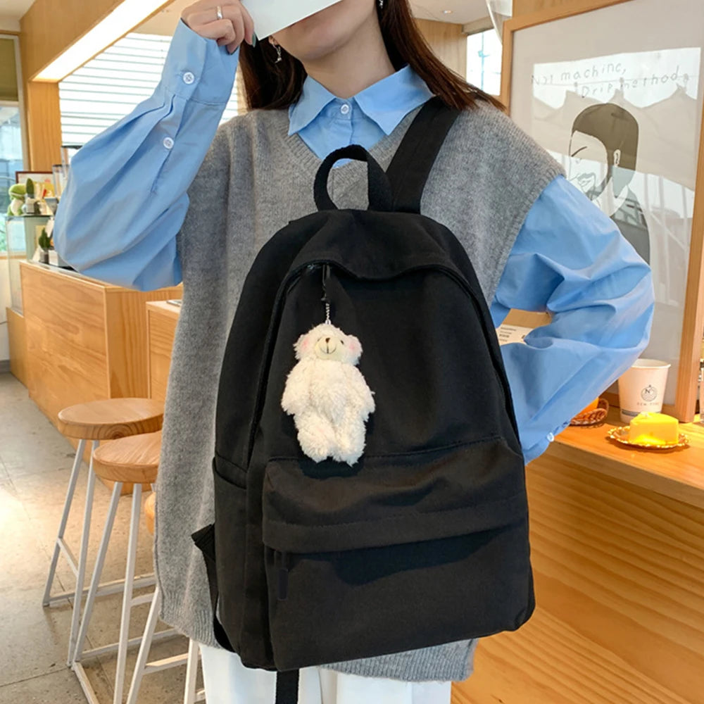 Casual Unisex Shoulder Backpack Solid Hiking Backpack L