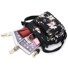 Casual Lightweight Nylon Shoulder Bag Women Waterproof Print Messenger Bag