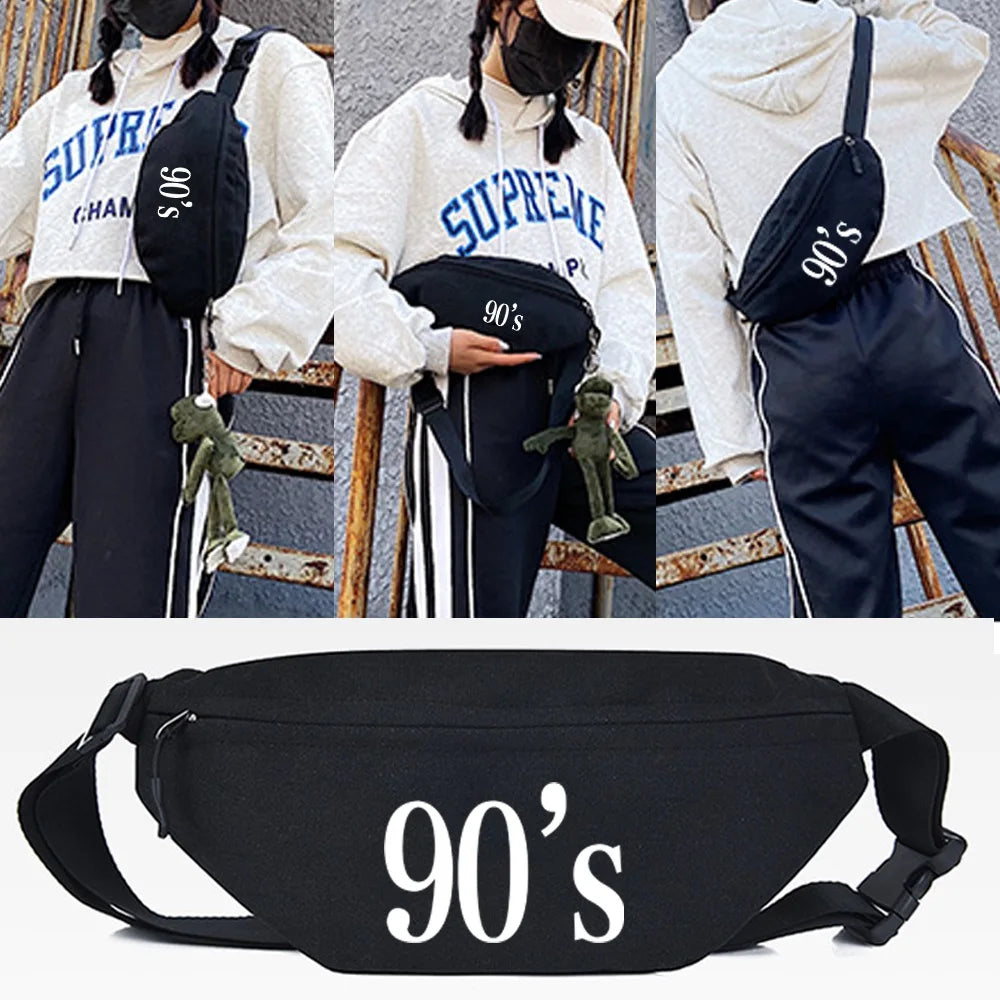 Casual Waist Bag 70 Years Print Crossbody Shoulder Bag Travel Fitness Fanny Bag