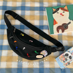Canvas Fanny Belt Pack Brooch Ladies Bum Bag Zipper Crossbody Pouch