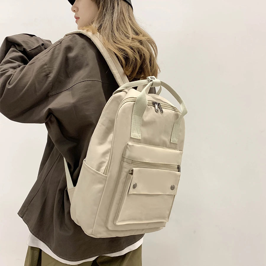 Waterproof Nylon Women Backpack Teenage Girl College Schoolbag Tote Bookbag