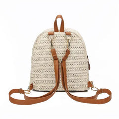 Anti-Theft Straw Mini Backpack Summer Shoulder Bag Girls Weave Hollow Beach Bag