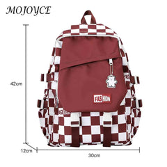 Plaid Girl Rucksack School Backpack Large Capacity Portable Travel for College