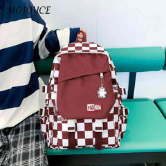Plaid Girl Rucksack School Backpack Large Capacity Portable Travel for College