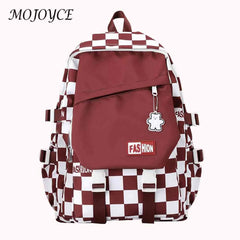Plaid Girl Rucksack School Backpack Large Capacity Portable Travel for College