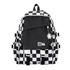 Plaid Girl Rucksack School Backpack Large Capacity Portable Travel for College