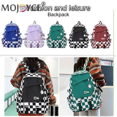 Casual Women Backpack Large Capacity Travel Daypack Plaid Girl Rucksack