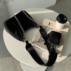 Nylon Chain Crossbody Handbags 3 in 1 Satchels Bags for Women Girls