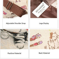Casual Women Eiffel Tower School Bag Female Canvas School Backpack