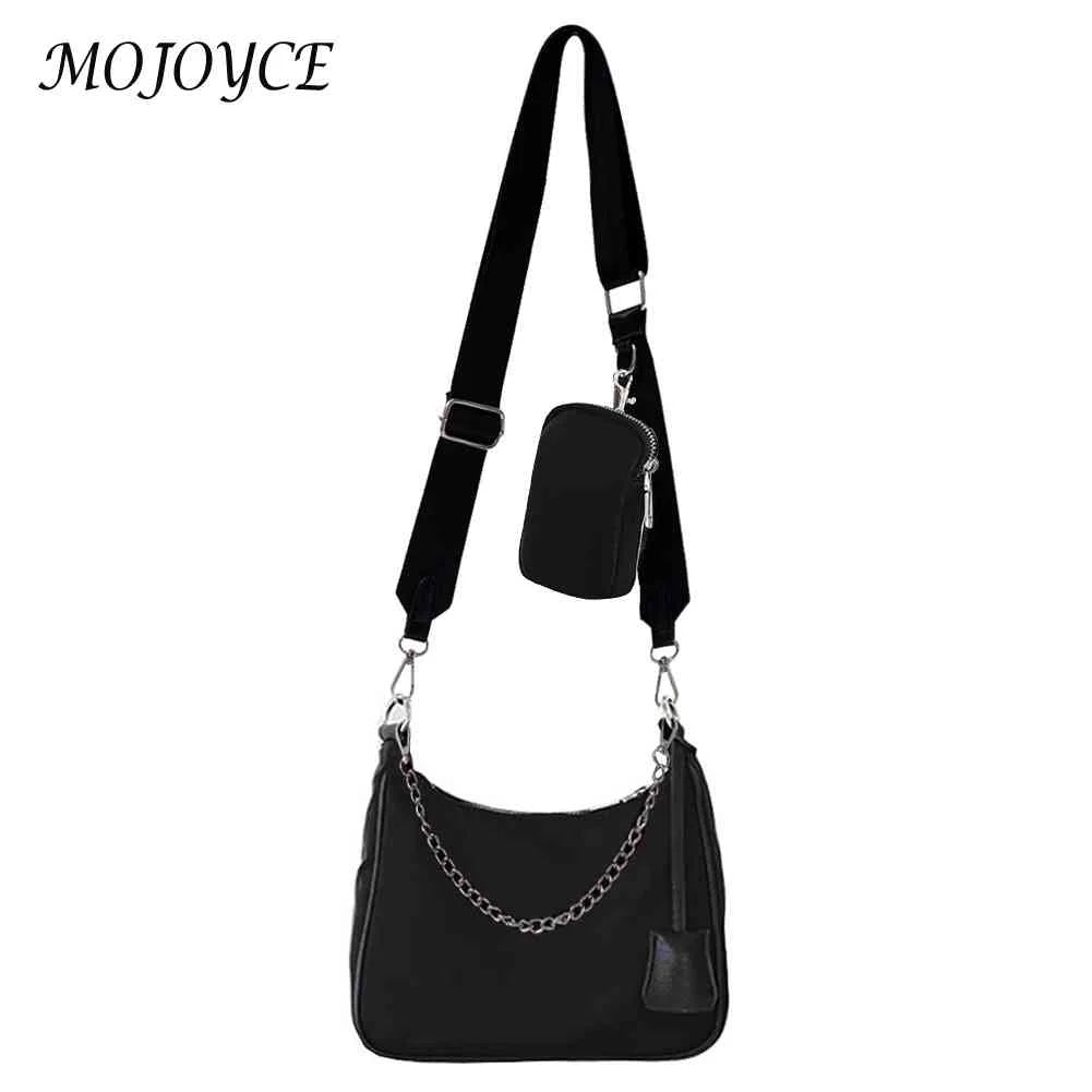 Casual Women Messenger Bags Nylon Chain Crossbody Handbags 3 in 1 Underarm Bag