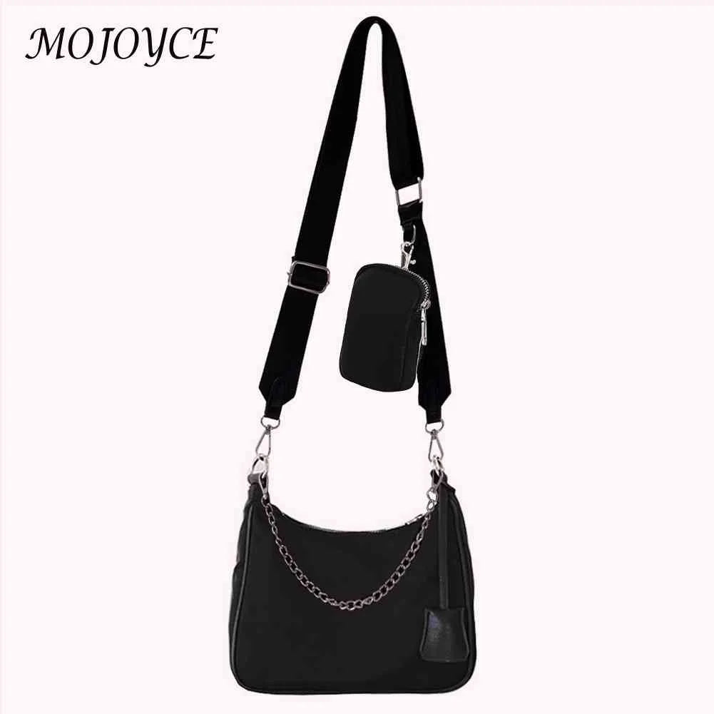 Casual Women Messenger Bags Nylon Chain Crossbody Handbags 3 in 1 Underarm Bag