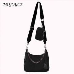 Casual Women Messenger Bags Nylon Chain Crossbody Handbags 3 in 1 Underarm Bag