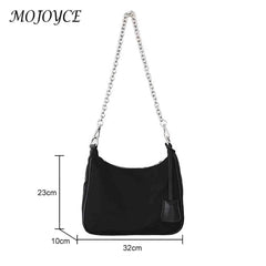 Casual Women Messenger Bags Nylon Chain Crossbody Handbags 3 in 1 Underarm Bag