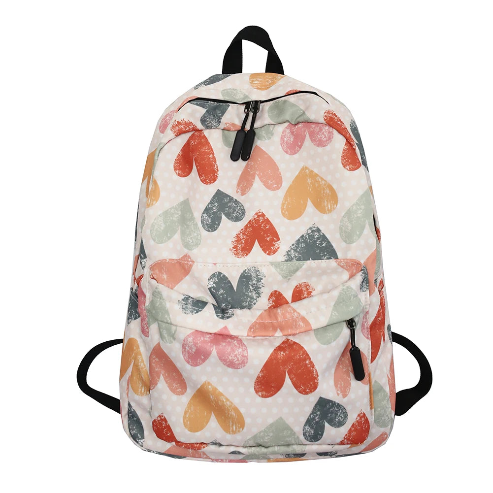Casual Women Print Handbag Preppy Style Cartoon Graffiti Large Capacity Backpack