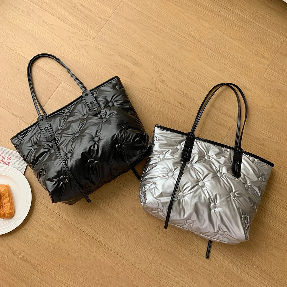 Casual Women Shoulder Bag Cotton Solid Large Underarm Bags