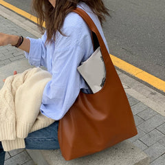 Women Shoulder Bag PU Leather Tote Handbag Soft Lady Purse Bags High Capacity