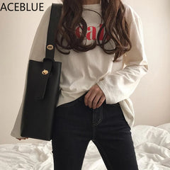 Casual Women Shoulder Bags, PU Leather Bucket Crossbody Bags
