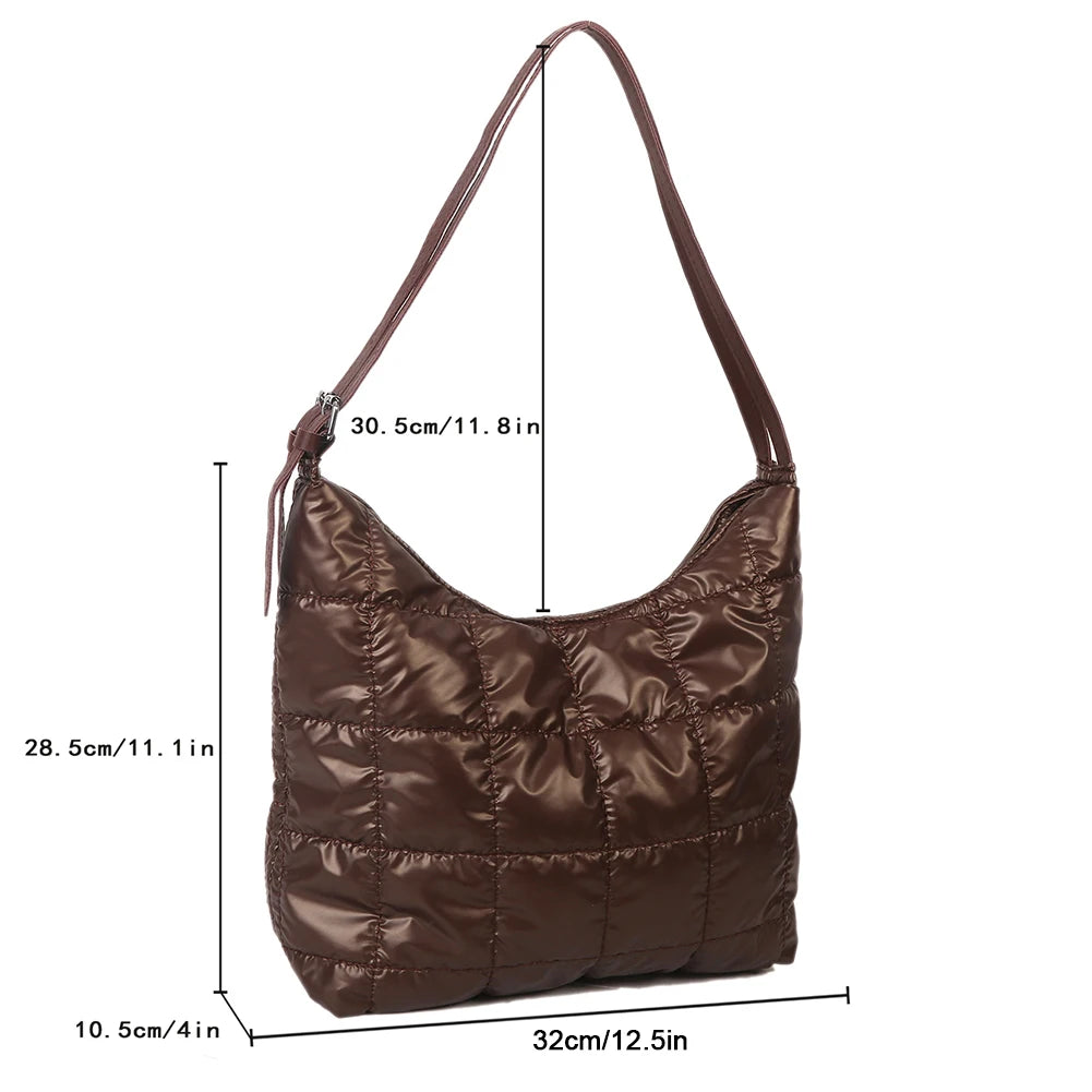 Casual Women Shoulder Bags Winter Nylon Quilted Handbags Large Capacity Totes