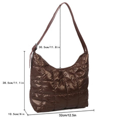 Casual Women Shoulder Bags Winter Nylon Quilted Handbags Large Capacity Totes