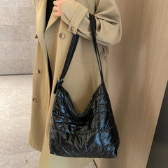 Casual Women Shoulder Bags Winter Nylon Quilted Handbags Large Capacity Totes