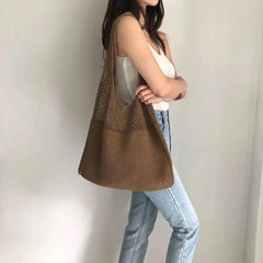 Casual Woven Knitted Braid Shoulder Bag Large Tote