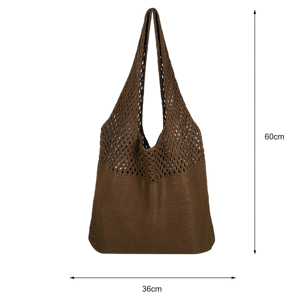 Casual Woven Knitted Braid Shoulder Bag Large Tote
