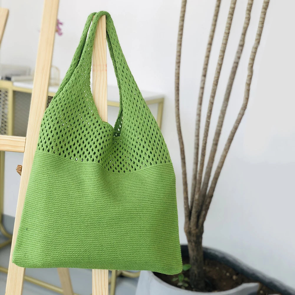 Casual Woven Knitted Braid Shoulder Bag Large Tote