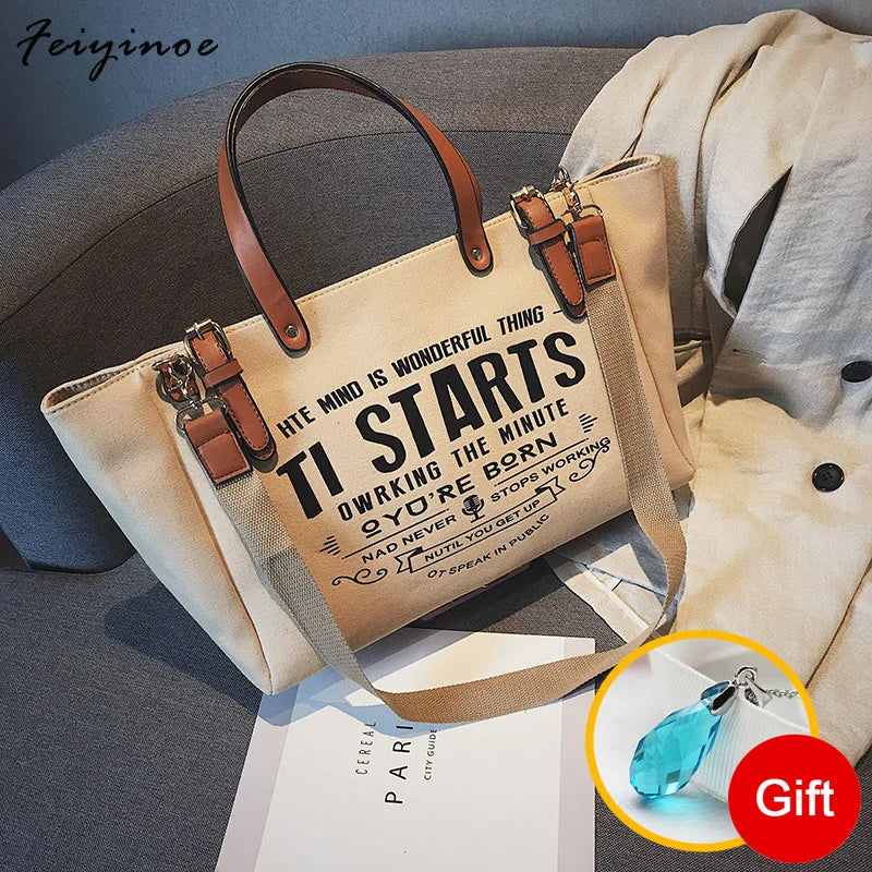 Casual Canvas Shoulder Bag for Women Large Capacity Tote Bags