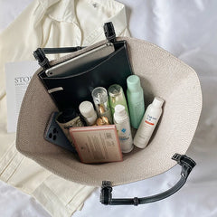 Casual Women Straw Big Totes Rattan Shoulder Bags Summer Woven Beach Handbag