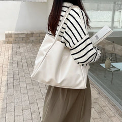 Casual Women Tote Handbags Soft Leather Shoulder Bag High Capacity Shopping Bag