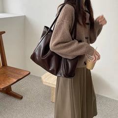 Casual Women Tote Handbags Soft Leather Shoulder Bag High Capacity Shopping Bag
