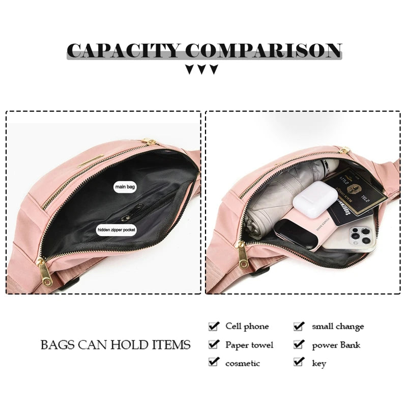 Casual Women Waist Bag Waterproof Belt Bag Outdoor Crossbody Chest Bag