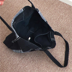 Casual Women's Canvas Shoulder Bag with Embroidery - Large Capacity Tote Handbag