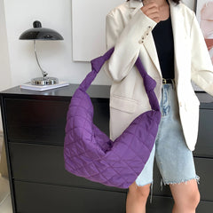Casual Women's Bags Cotton Padded Nylon Handbags Solid Ladies Shoulder Bags