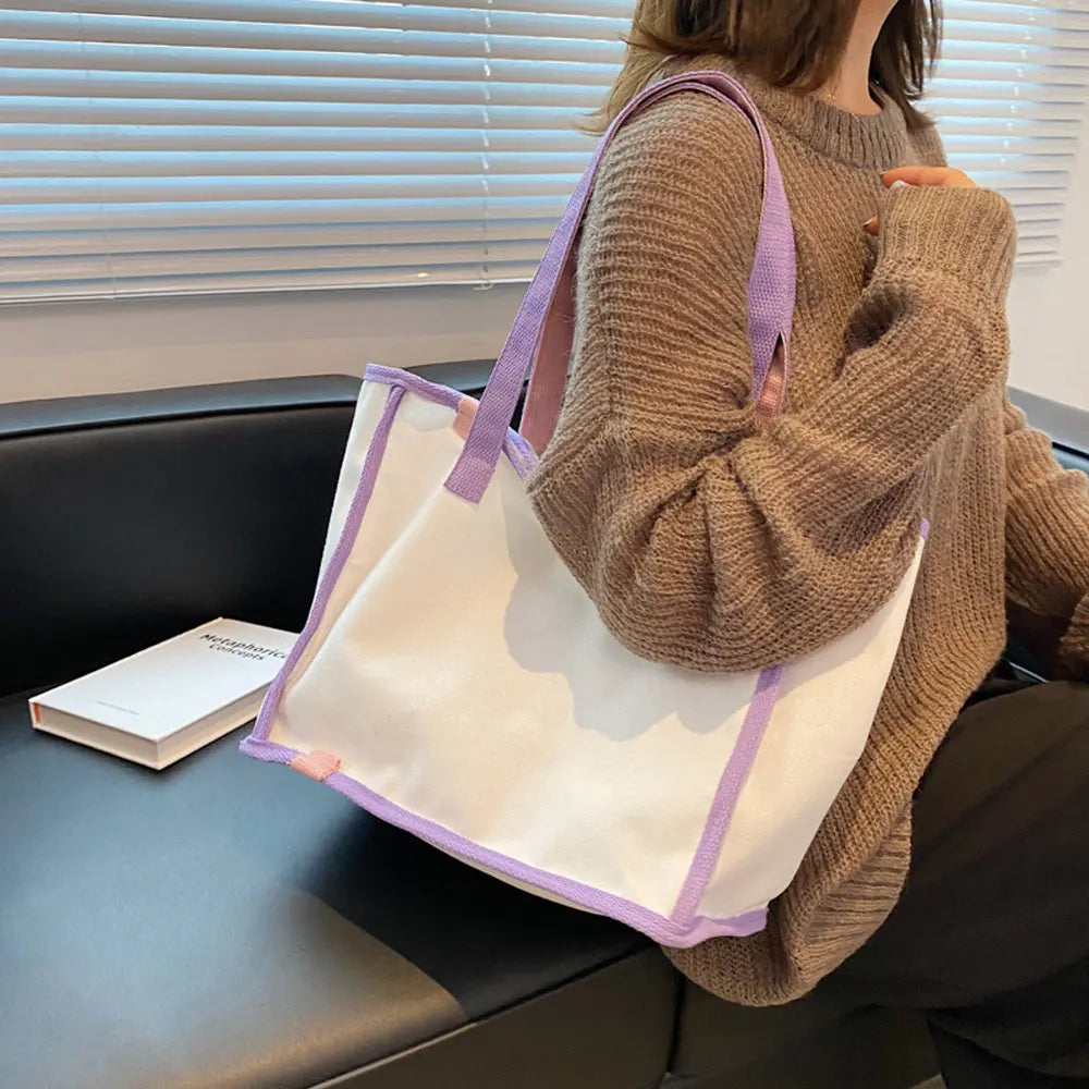 Women's Canvas Shoulder Bags Large Handbags Street Ladies High Capacity Tote