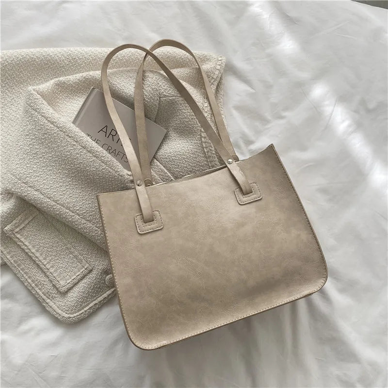 Casual Women's Shoulder Bag Winter PU Leather Tote Bags For Women Large Capacity