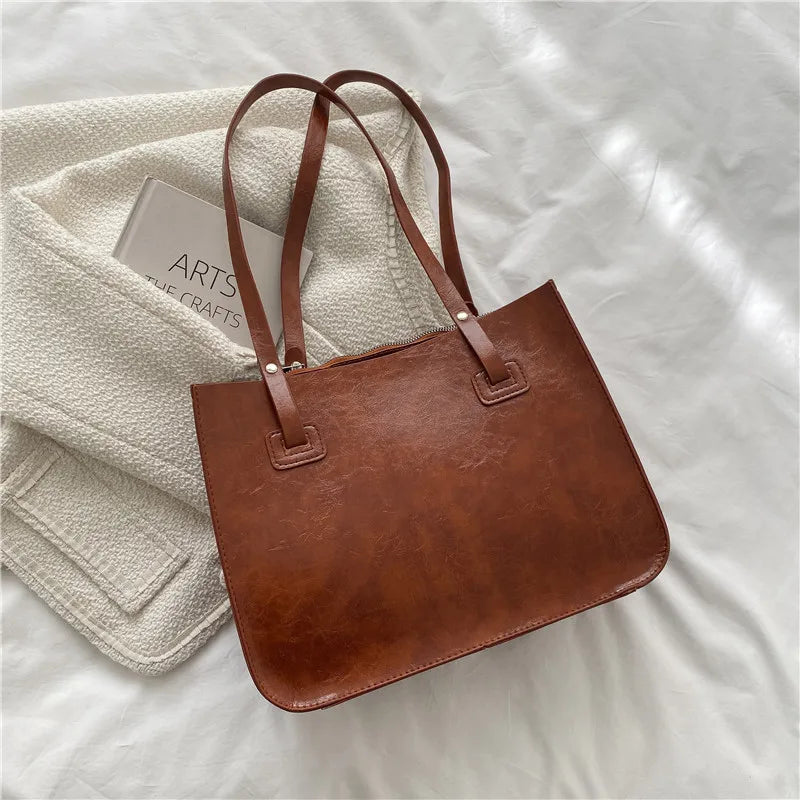 Casual Women's Shoulder Bag Winter PU Leather Tote Bags For Women Large Capacity