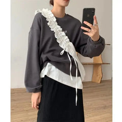 Casual Fold Lace Shopping Bag Drawstring Large Capacity Canvas Women Bags
