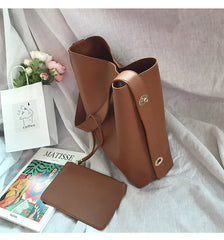 Casual Women Composite Bags Large Capacity Solid Bucket Shoulder Crossbody Bags