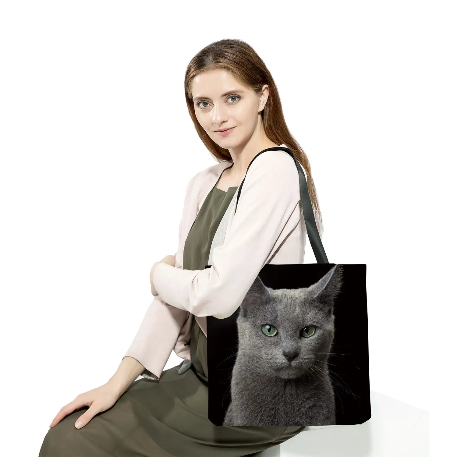 Cat & Dog Eco-Friendly Shopper Bag Travel Animal Women Shoulder Tote Bag