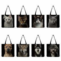 Cat & Dog Eco-Friendly Shopper Bag Travel Animal Women Shoulder Tote Bag