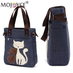 Cat Cartoon Canvas Girl Bag Animal Print Ladies Handbags Tote Bag Shopping