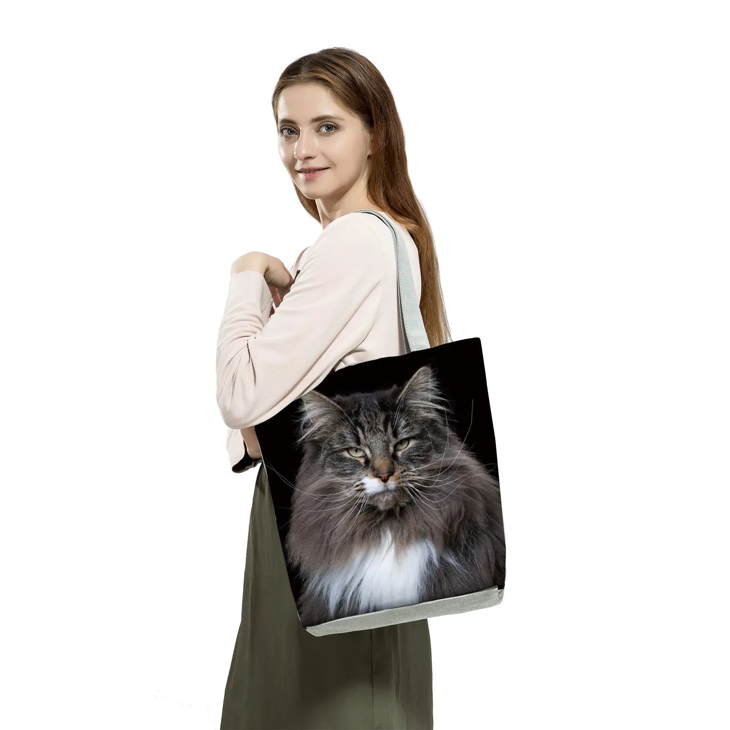 Cat Dog Printed Women Handbags Animal Tote Shoulder Bags Large Capacity
